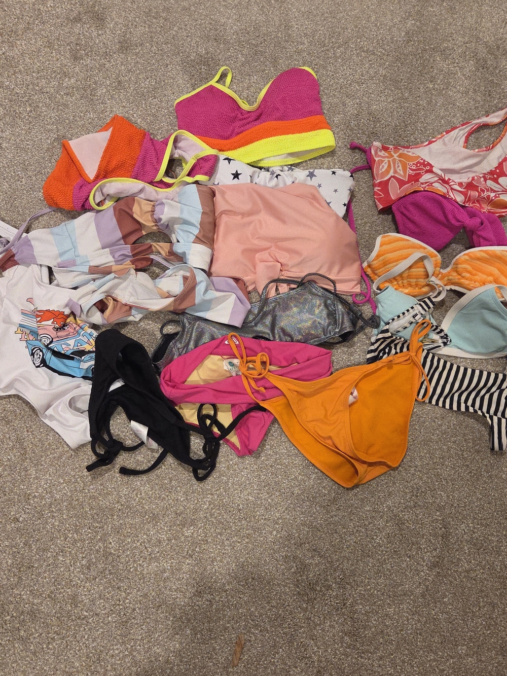 Mixed Women’s Bikini Tops and Bottoms - Bright Multicolor Set